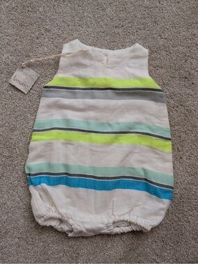 Lemlem White Linen Blend Tank with Neon Accent